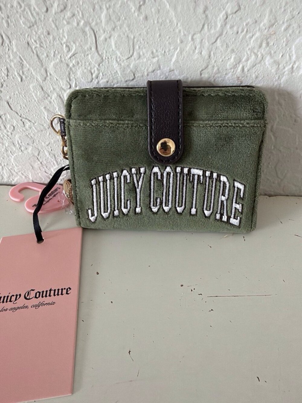 Juicy Couture Couture University Credit Card Wallet W/Back Window Super Greens